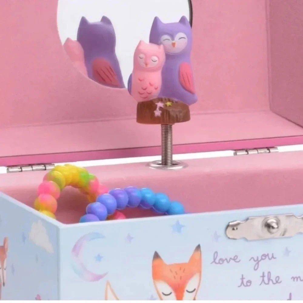 Woodland Animal Musical Jewelry Box, Pink/Purple, NIB